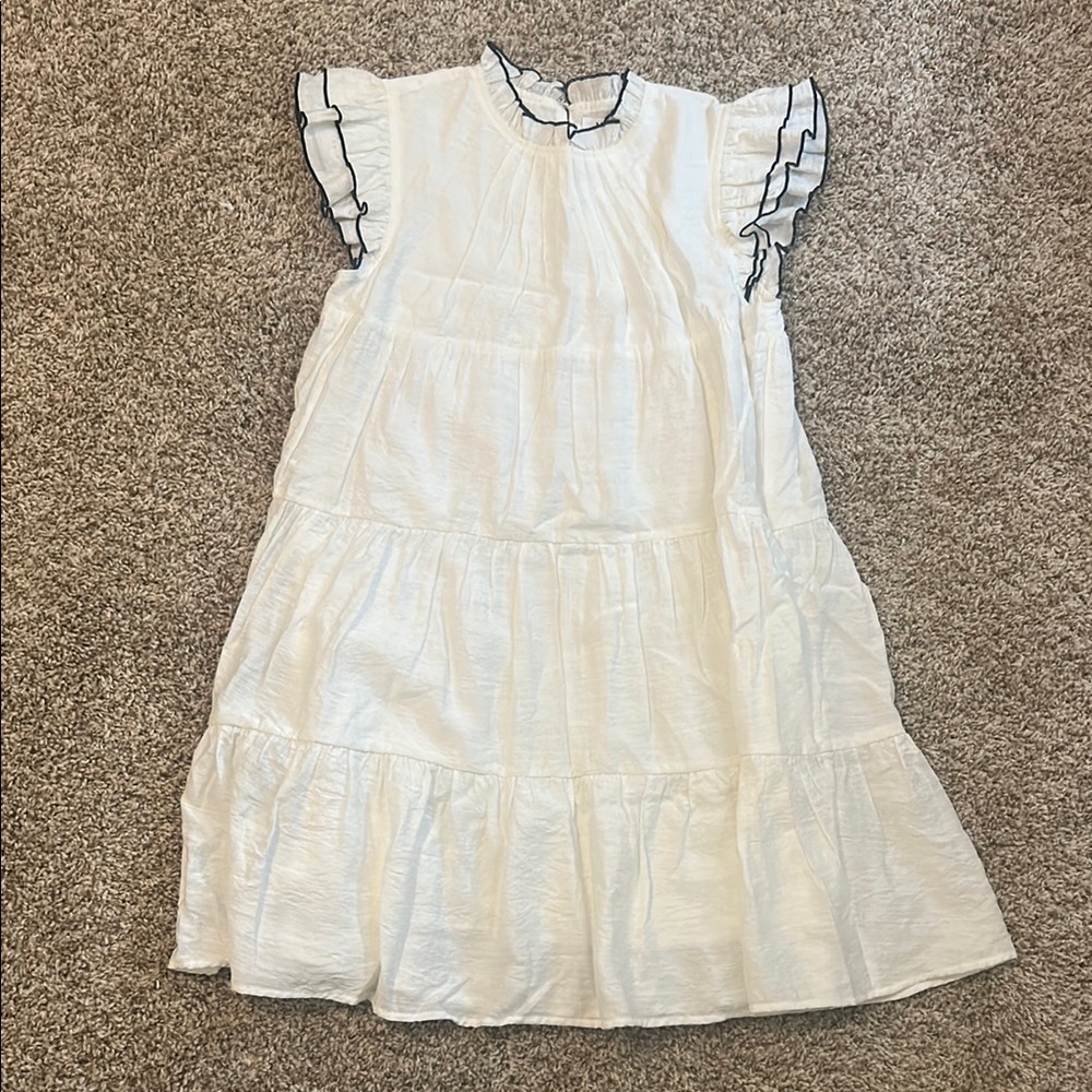 White Ruffled Tiered Sundress with Flutter Cap Sleeves